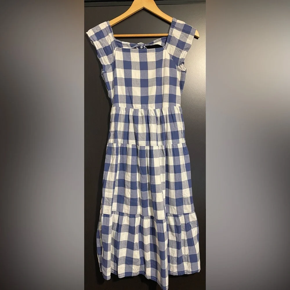 Old Navy - Girl’s Blue and White Gingham Tiered Dress - Picture 1 of 3